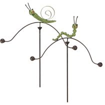 Article Carillon à vent chenille escargot piquet de jardin métal H67cm 2pcs