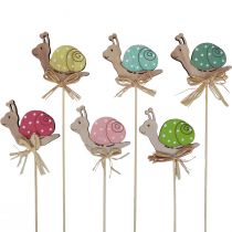 Article Bouchon à fleurs escargots décoratifs en bois colorés 8,5×8cm 12 pcs