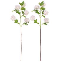 Article Plante boule de neige fleurs artificielles rose blanc L78cm 2pcs