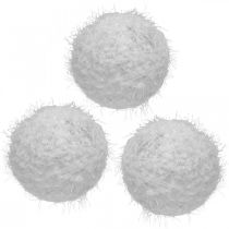 Boule de décoration d&#39;hiver boule de neige laine blanche Ø10cm 4pcs