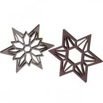 Article Étoiles décoratives étoiles en bois violettes flocons de neige autocollants 4 cm mélange 36 pcs