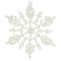 Article Décoration flocon de neige cristaux de glace à paillettes blanches 10cm 12 pcs