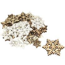Article Flocons de neige décoratifs en bois blanc naturel 3/5/7 cm, assortiment de 36 pièces