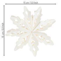 Article Décorations de Noël en forme de flocons de neige en papier blanc, 15 cm, lot de 4