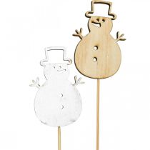 Article Bouchon fleur décoration de Noël bonhomme de neige bois 7cm 12pcs