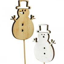 Article Bouchon fleur décoration de Noël bonhomme de neige bois 7cm 12pcs