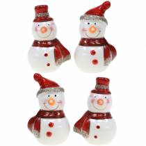 Figurine de décoration de Noël bonhomme de neige 7.5cm 4pcs