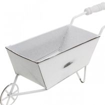 Mini brouette, décoration de table, décoration estivale shabby chic marron, blanc H7.5cm L25cm