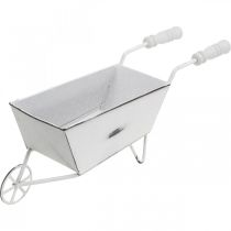 Mini brouette, décoration de table, décoration estivale shabby chic marron, blanc H7.5cm L25cm