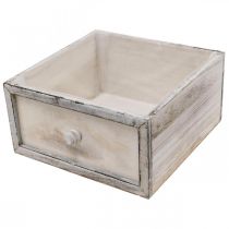Article Jardinière en bois tiroir aspect antique crème 24/20/16/12cm lot de 4