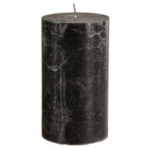 Article Bougies noires bougies piliers de couleur unie 85×150mm 2 pcs