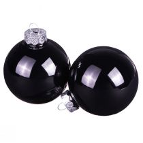 Article Boules de Noël noires boules d&#39;arbre en verre Ø6cm 24 pcs