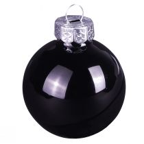 Article Boules de Noël noires en verre mini brillant Ø3cm 22 pcs