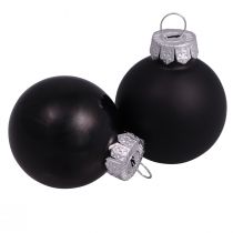 Article Boules de Noël noires en verre mini mat brillant Ø3cm 22 pcs