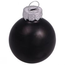 Article Boules de Noël noires en verre mini mat brillant Ø3cm 22 pcs