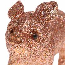 Déco Porc Glitter Rose 10cm 8pcs