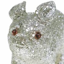 Déco Porc Glitter Silver 10cm 8pcs