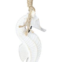 Article Décoration hippocampe à suspendre en blanc délavé 27 cm