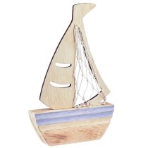 Article Support de décoration pour voilier bois naturel bleu clair 25,5×16,5cm 3 pcs