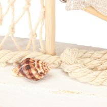 Article Décoration voilier bois pin sur socle blanc naturel H39cm