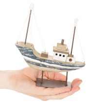 Article Décoration de bateau, style maritime, en bois avec support, 20 cm