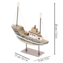 Article Décoration de bateau, style maritime, en bois avec support, 20 cm