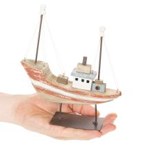 Article Maquette décorative de bateau en bois pour rebord de fenêtre 20 cm