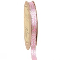 Article Ruban de soie feuilles ruban cadeau beige rose 10mm 20m