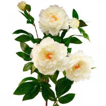 Fleur de soie pivoine artificielle blanc crème 135cm