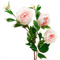 Pivoine Artificielle Fleur en Soie Rose Clair, Blanc 135cm