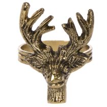 Article Rond de serviette en métal doré à motif tête de cerf, 6 cm, lot de 4