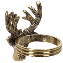 Article Rond de serviette en métal doré à motif tête de cerf, 6 cm, lot de 4