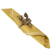 Article Rond de serviette en métal doré à motif tête de cerf, 6 cm, lot de 4