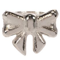 Article Rond de serviette nœud, métal argenté brillant, 5 cm, lot de 4