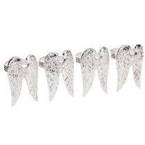 Article Ronds de serviette ailes d'ange décoration de table argent 6,5cm Ø4cm 4 pcs
