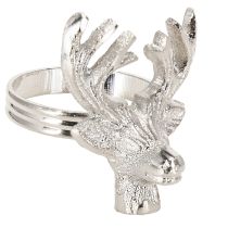 Article Ronds de serviette en métal argenté cerf Ø4cm 4 pièces