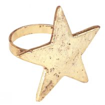 Article Ronds de serviette étoile doré aspect antique métal 6,5cm Ø4cm 4 pcs
