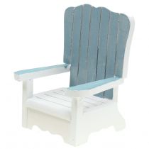 Chaise décorative en bois blanc-turquoise-grise H. 16 cm