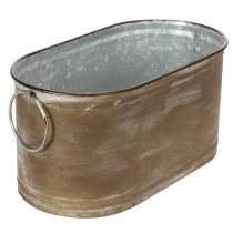 Article Ensemble de pots et bacs à plantes en métal, style rétro vintage, L 22,5 cm / 27 cm / 31 cm