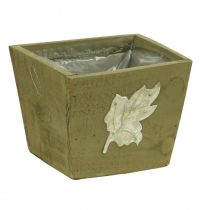 Boîte à plantes bois shabby chic boîte en bois vert 11×14.5×14cm