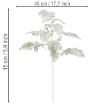 Article Branche de séneçon artificielle, feuille d'argent, finement travaillée, 45 cm, 3 pièces