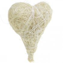 Article Coeurs en sisal coeurs décoratifs blanchis blanc crème H7,5–9cm 16 pcs