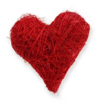 Coeurs sisal 5-6 cm rouge 24p