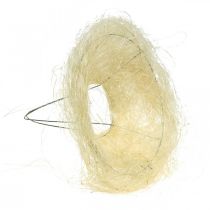 Manchette sisal décor bouquet blanchi Ø15cm 10p