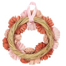 Article Couronne florale suspendue à fleurs roses pour une décoration élégante de votre espace de vie, 25 cm