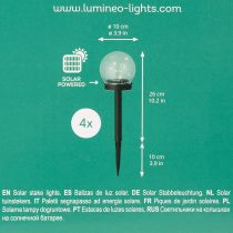 Article Lampe de jardin, globe lumineux avec piquet de terre pour éclairage extérieur, 36 cm, lot de 4