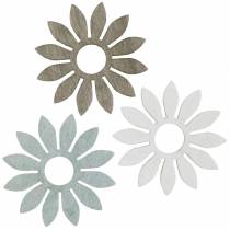 Fleurs d&#39;été en bois décoration fleurs marron, gris clair, blanc streudeko 72pcs