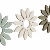 Fleurs d&#39;été en bois décoration fleurs marron, gris clair, blanc streudeko 72pcs