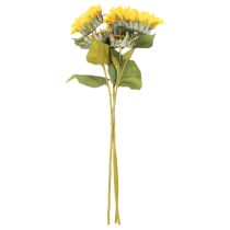 Article Tournesol artificiel avec feuilles et fleurs réalistes, 58 cm, lot de 3