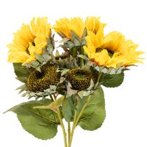 Article Tournesol artificiel avec feuilles et fleurs réalistes, 58 cm, lot de 3